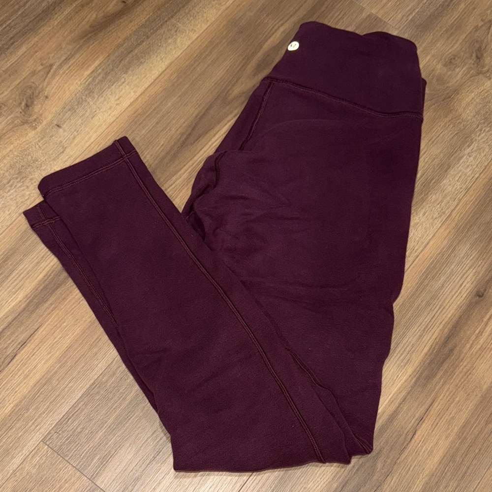 lululemon athletica fleece lined Burgundy Leggings